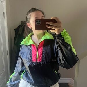 Colombia Vintage Black and Neon Windbreaker
